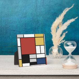 Placa Expositora Mondrian Pintura de Plano Rojo Amarillo Azul Gris