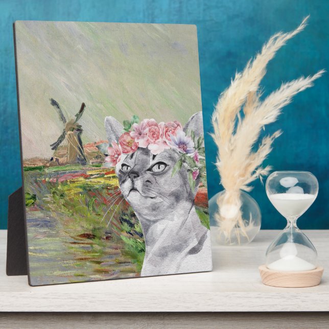 Placa Expositora Monet Champ Tulipes and Fancy Cat (Lado)