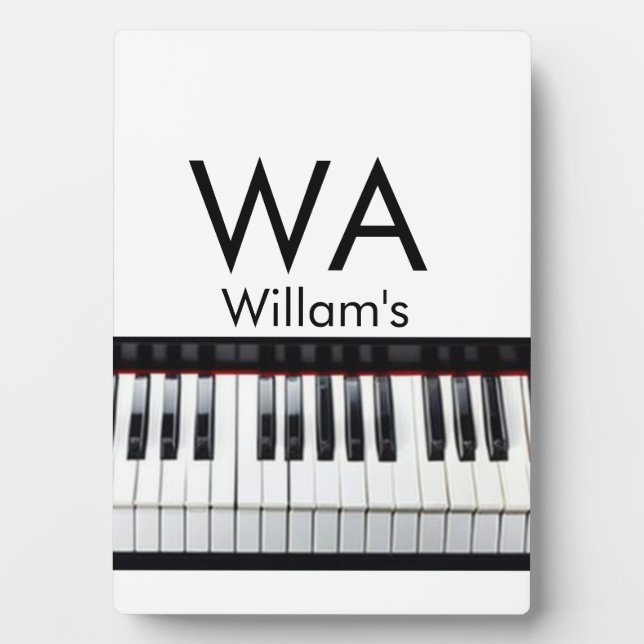 Placa Expositora Monogram add initial letter name text piano music  (Frente)
