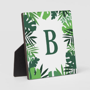 Placa Expositora Monograma de hojas tropicales de palma de la jungl