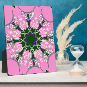 Placa Expositora Monograma de Moda Floral Cuta Negra y Rosa