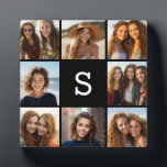 Placa Expositora Monograma de Personalizado de Collage de fotos neg<br><div class="desc">Puedes usar fotos de Instagram para este diseño. Utiliza 8 fotos cuadradas para crear un regalo único y personal. O puedes mantener al cachorro hipster y hacer un keepsake de moda. Si necesita ajustar las imágenes,  haga clic en la herramienta personalizar para realizar cambios.</div>