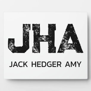 PLACA EXPOSITORA MONOGRAMA DE TRES LETRAS NEGRO MINIMALISTA NOMBRE