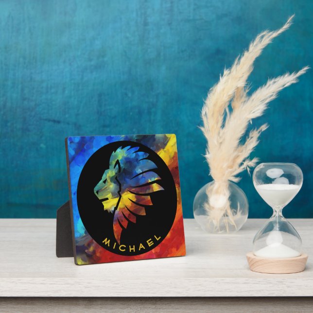 Placa Expositora Monograma del nombre de la acuarela del león de la (in situ)