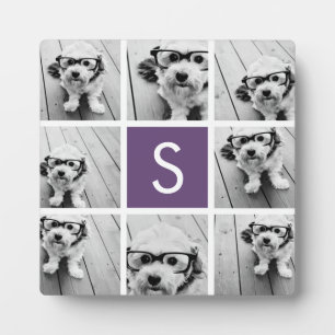 Placa Expositora Monograma del Personalizado de berenjena y Collage