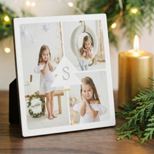 Placa Expositora Monograma moderno de árbol de pino tres Collages d