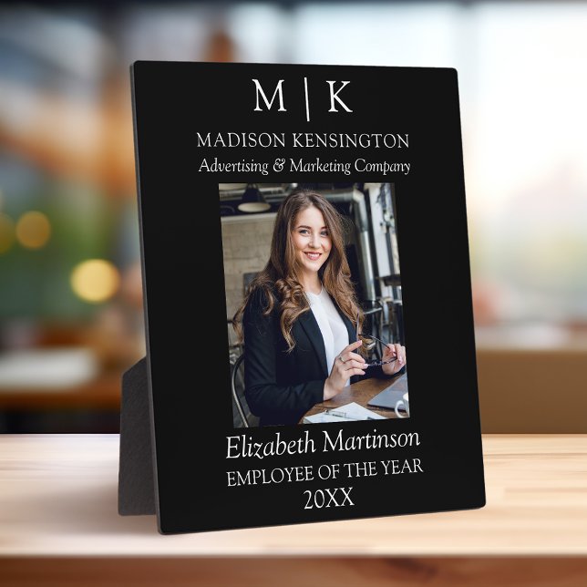 Placa Expositora Monograma o Agregar Empleado Comercial con Logotip (Edit to Customize text, colors and more)