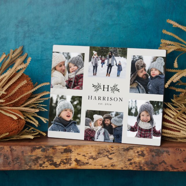 Placa Expositora Monograma rústico 6 familia de collages de fotos b (Lado)