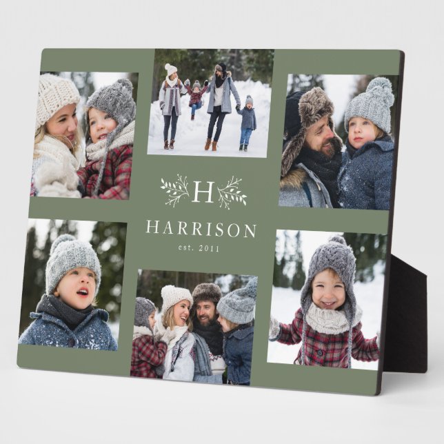 Placa Expositora Monograma rústico 6 nombre de familia de collage d (Lado)