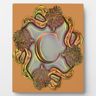 Placa Expositora Monograma vintage con la letra C