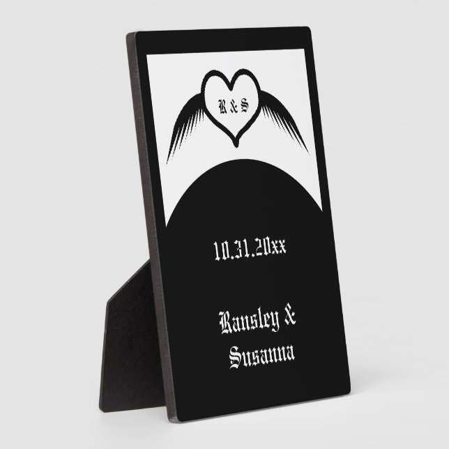 Placa Expositora Monogramado Boda gótico Personalizado del corazón  (Lado)