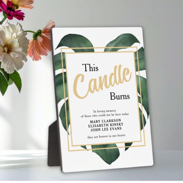 Placa Expositora Monstera In loving memory wedding sign Tabletop  (Subido por el creador)