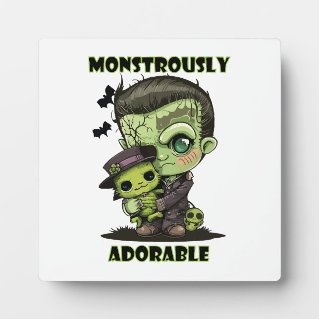 Placa Expositora Monstruo de Frankenstein lindo con peluche (Frente)