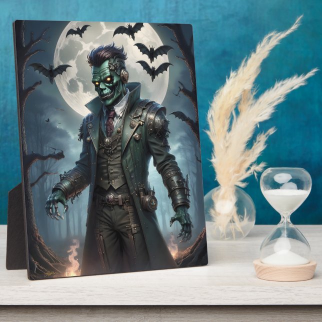 Placa Expositora Monstruo de Frankenstein Steampunk de Halloween (Lado)