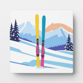 Placa Expositora Montaña de esquí de invierno