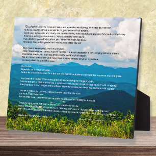Placa Expositora Montañas Blue Ridge Desiderata Plaque