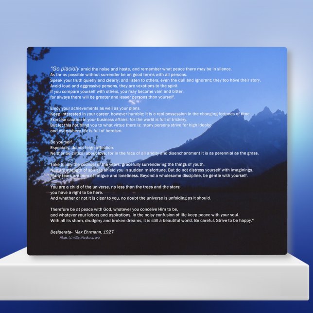 Placa Expositora Montañas Teton Desiderata Plaque (Subido por el creador)