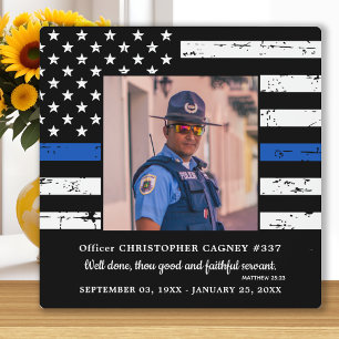 Placa Expositora Monumento a la policía de la línea azul delgada