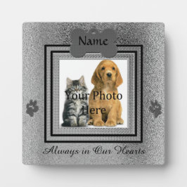 Placa Expositora Monumento a Mascota de Personalizado negro y plata