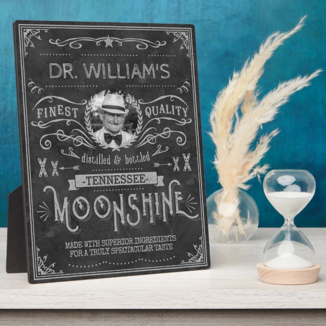 Placa Expositora Moonshine Hillbilly Medicina Personalizado Vintage (Lado)