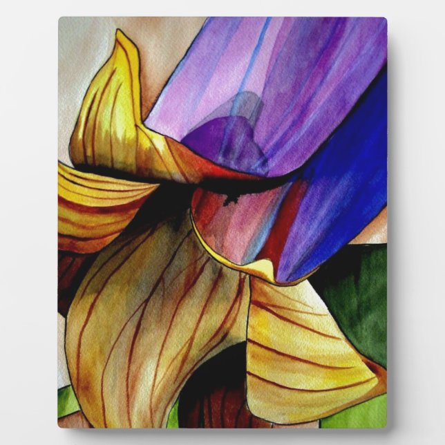 Placa Expositora Morado Fritillary flor original arte acuarela (Frente)