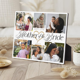 Placa Expositora Mother of the Bride Heart Then Now Photo Collage