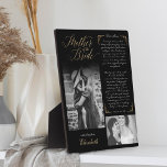 Placa Expositora Mother of the Bride | Mensaje de oro negro y foto<br><div class="desc">Verdaderamente especial y memorable madre del regalo de la novia de la placa del día de la boda de la hija. Dale un hermoso regalo personalizado a tu madre en el día de tu boda que ella apreciará para siempre. Este hermoso regalo personalizado del día de la boda incluye dos...</div>