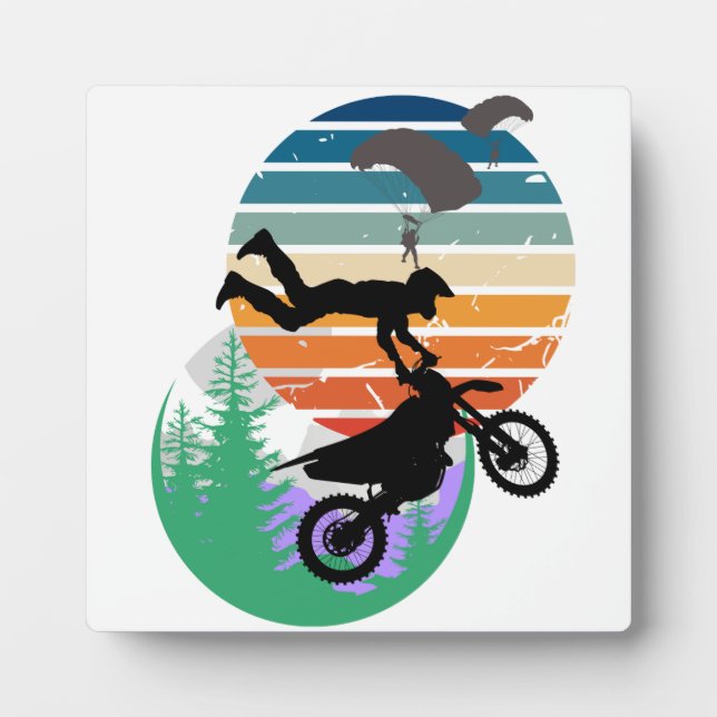 Placa Expositora Motocicleta, paracaídas y al aire libre (Frente)