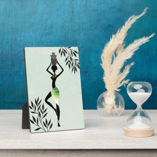 Placa Expositora Mujer africana con jug Silhouette (Lado)