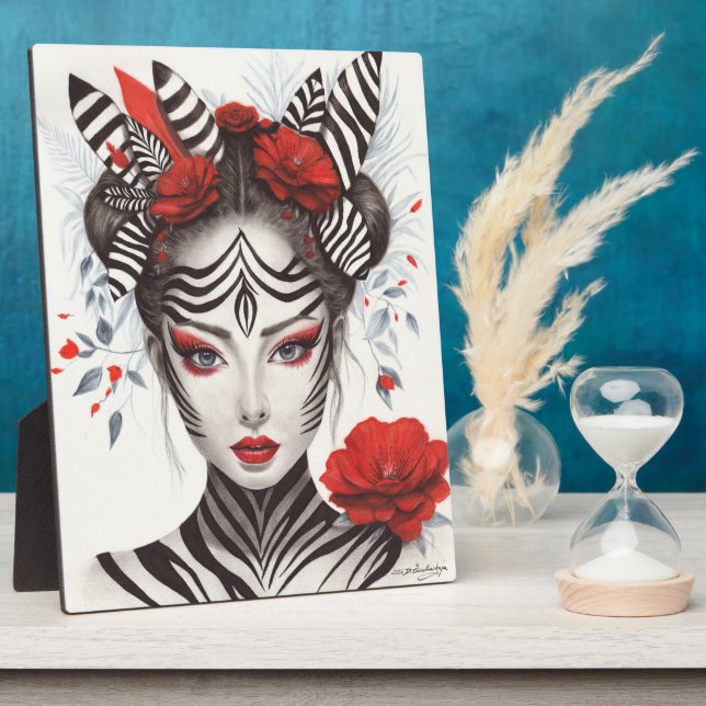 Placa Expositora Mujer cebra - Galardonado arte pop (Lado)