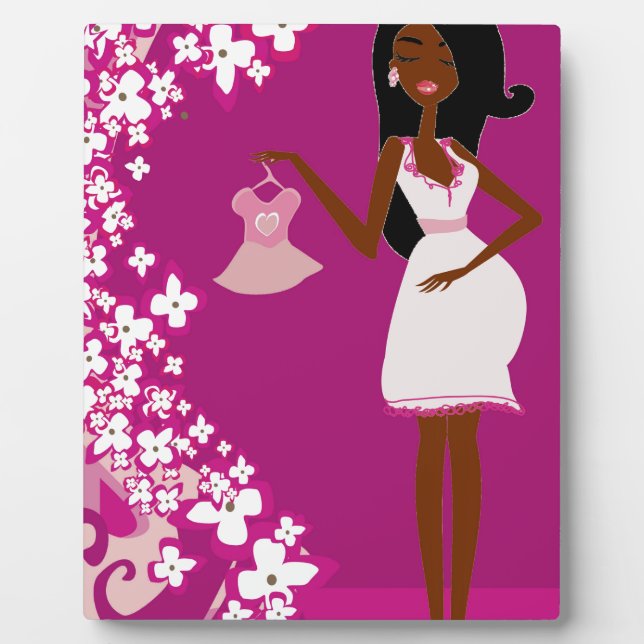 Placa Expositora mujer embarazada negra (Frente)