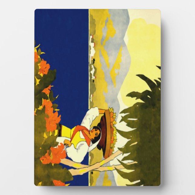 Placa Expositora Mujer jamaiquina llevando fruta (Frente)