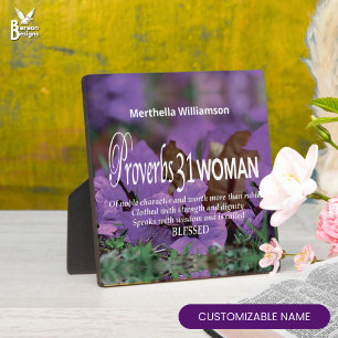 Placa Expositora Mujer virtuosa PROVERBIOS 31 Personalizado Floral