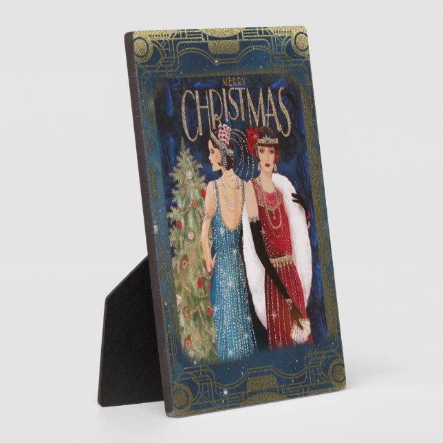 Placa Expositora Mujeres navideñas de estilo Art Deco (Lado)