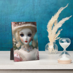 Placa Expositora Muñeca Vintage con ojos azules,
