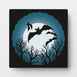 Placa Expositora Murciélagos y árboles contra la luna