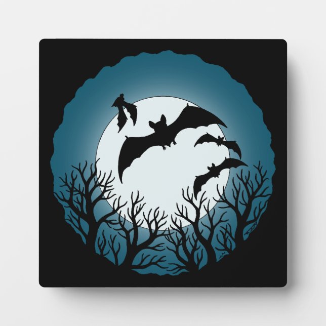Placa Expositora Murciélagos y árboles contra la luna (Frente)