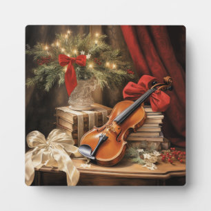 Placa Expositora Música de violín de Navidad