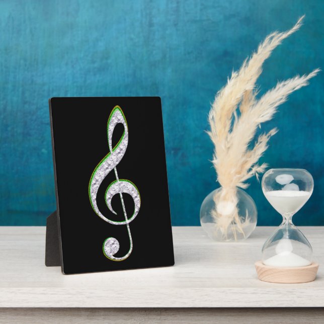 Placa Expositora MÚSICA Esmeralda y Diamond Treble Clef (Lado)