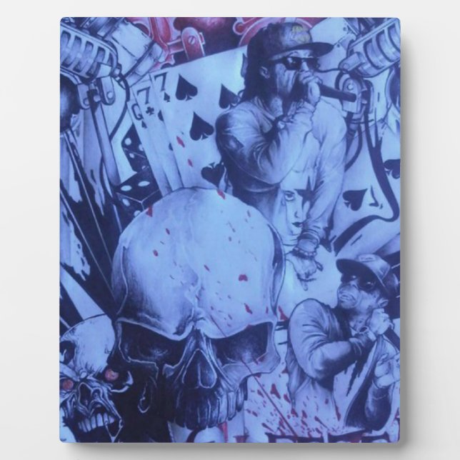 Placa Expositora Músicos pop Blue Purple Art Print (Frente)