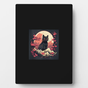 Placa Expositora Mystical Sakura Night_ Black Cat con Luna llena
