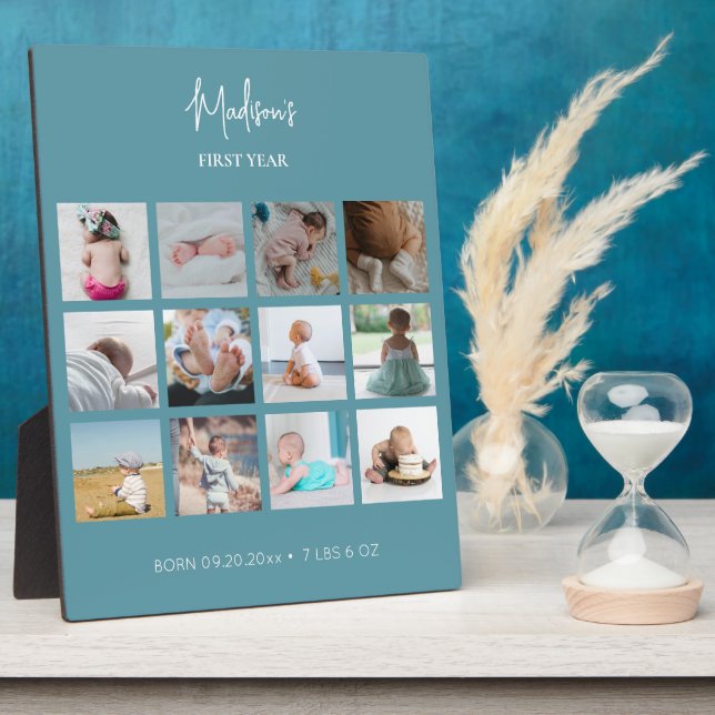 Placa Expositora Nacimiento de Collage de fotos en primer año de be (Lado)