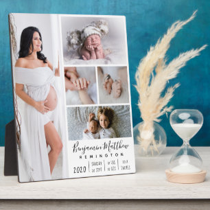 Placa Expositora Nacimiento recién nacido anuncia cinco Collages de