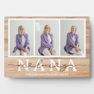 Placa Expositora Nana We Love You Heart Script 3 Photo Gift