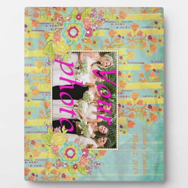 Placa Expositora Naranja amarillo azul 8 x 10 Plaque fotográfico co (Frente)