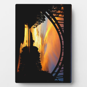 Placa Expositora Naranja California Coastal Sunset Under Bridge Pla