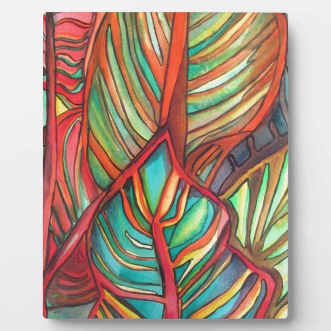 Placa Expositora Naranja Canna deja acuarela arte original (Frente)