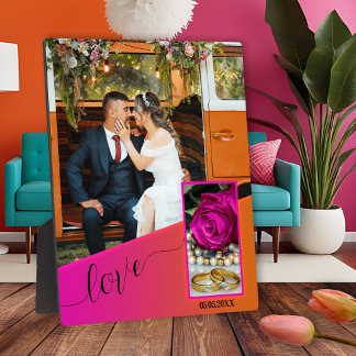 Placa Expositora Naranja rosa Boho Boda hippie Plata