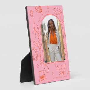 Placa Expositora Naranja Rosa Graduación de foto Keepsake