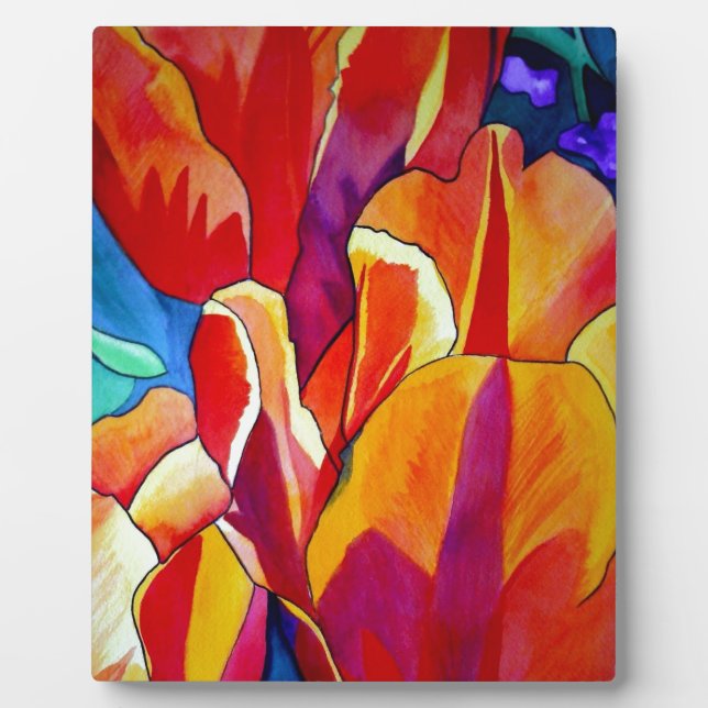 Placa Expositora Naranja Tulips pintura de flores acuarelas (Frente)